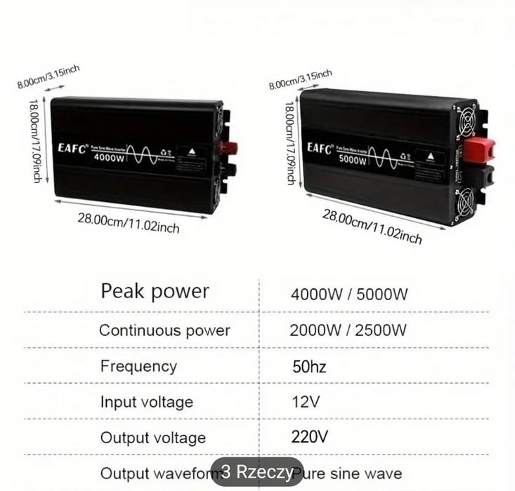 Przetwornica Inwerter 5000w DC 12V Na AC 230V