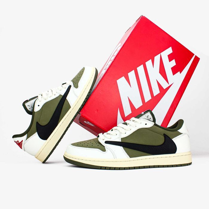 Кроссовки Nike Travis Scott X Jordan 1 Low OG SP Reverse Olive Medium.