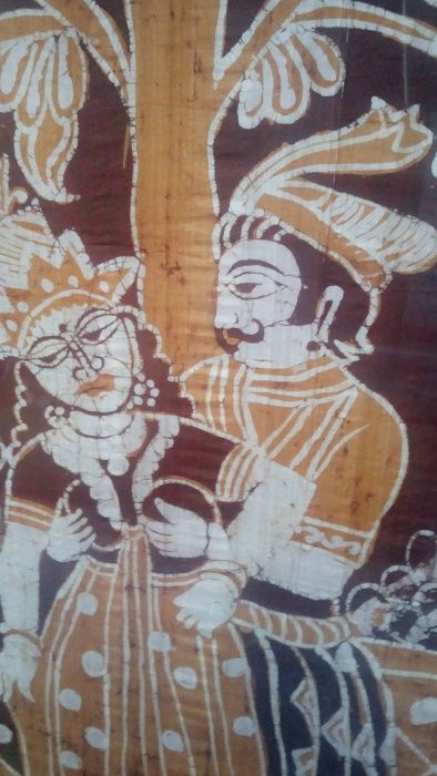 Quadro pintado em seda motivo indiano