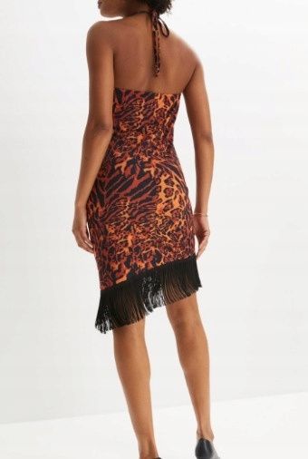 B.P.C sukienka z frędzlami w cętki ^40/42