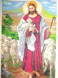 Вишита картина 50,5 ×33,5 Ісус з вівцями
