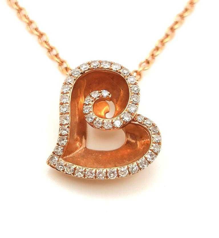 Złoty łańcuszek z zawieszką serce Diamenty 0,22ct Pr.585 W:3,70gr