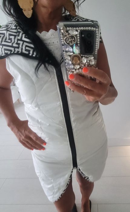 Kamizelka bezrękawnik grecki wzór dwustronna Kieszenie pikowana