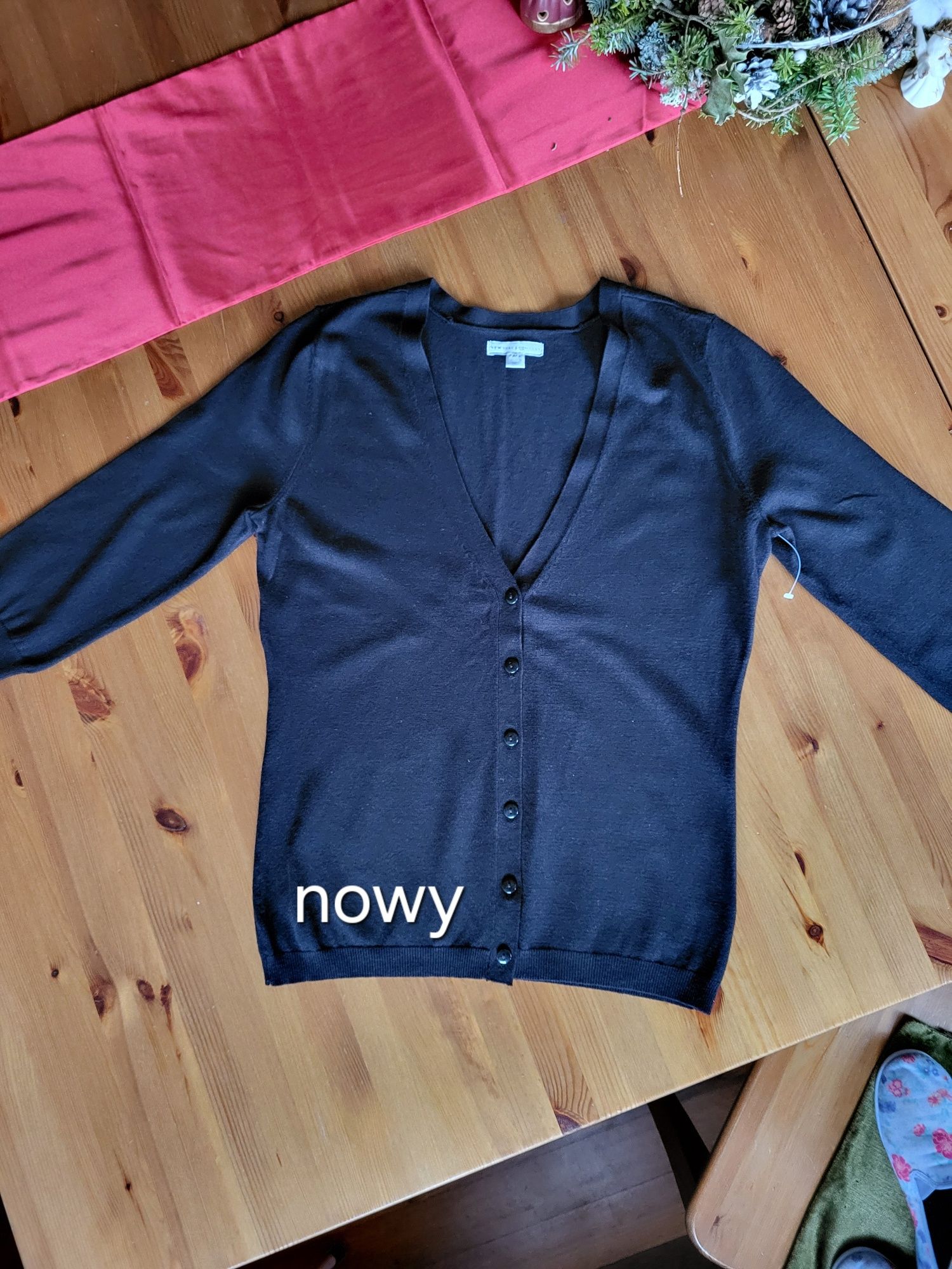 Czarny rozpinany sweterek kardigan New York Company M L