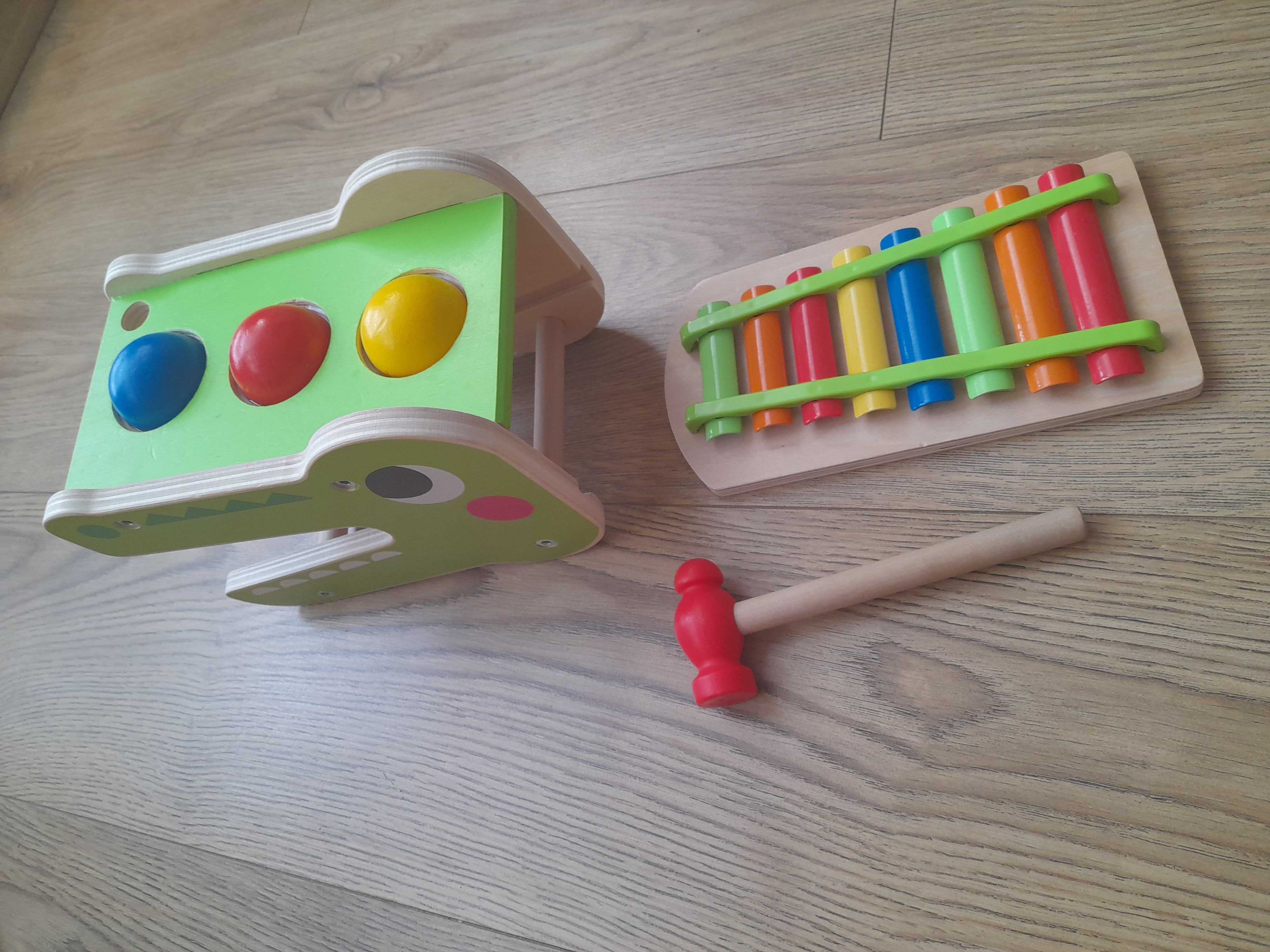 Drewniany krokodyl Playtive Xylophone Game. Cymbałki i kulki  młotek
