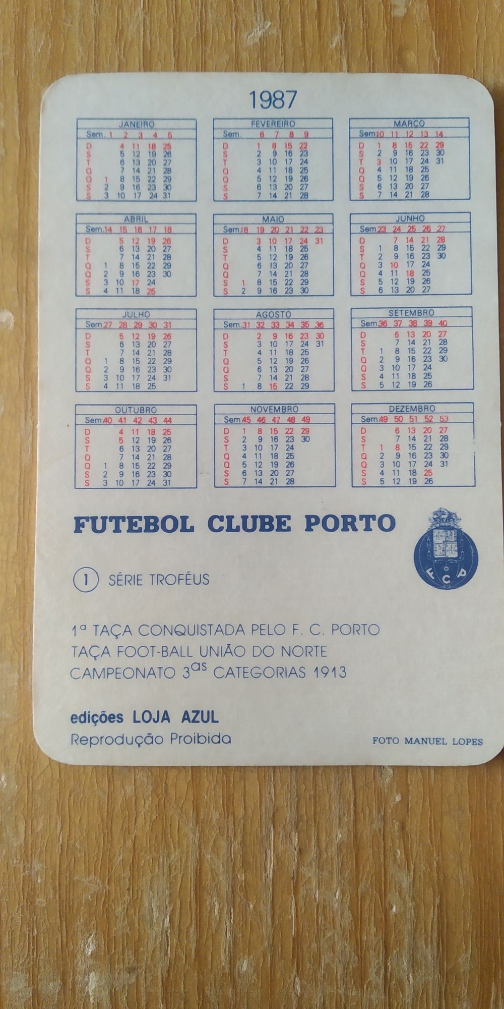Calendários de bolso antigos do FCPorto