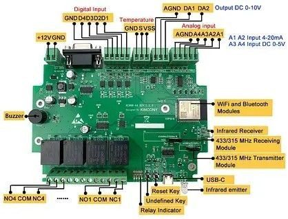 Sterownik Kincony KC868-A4 ESP32 i2C RS485 Tasmota Tuya Home Assistant