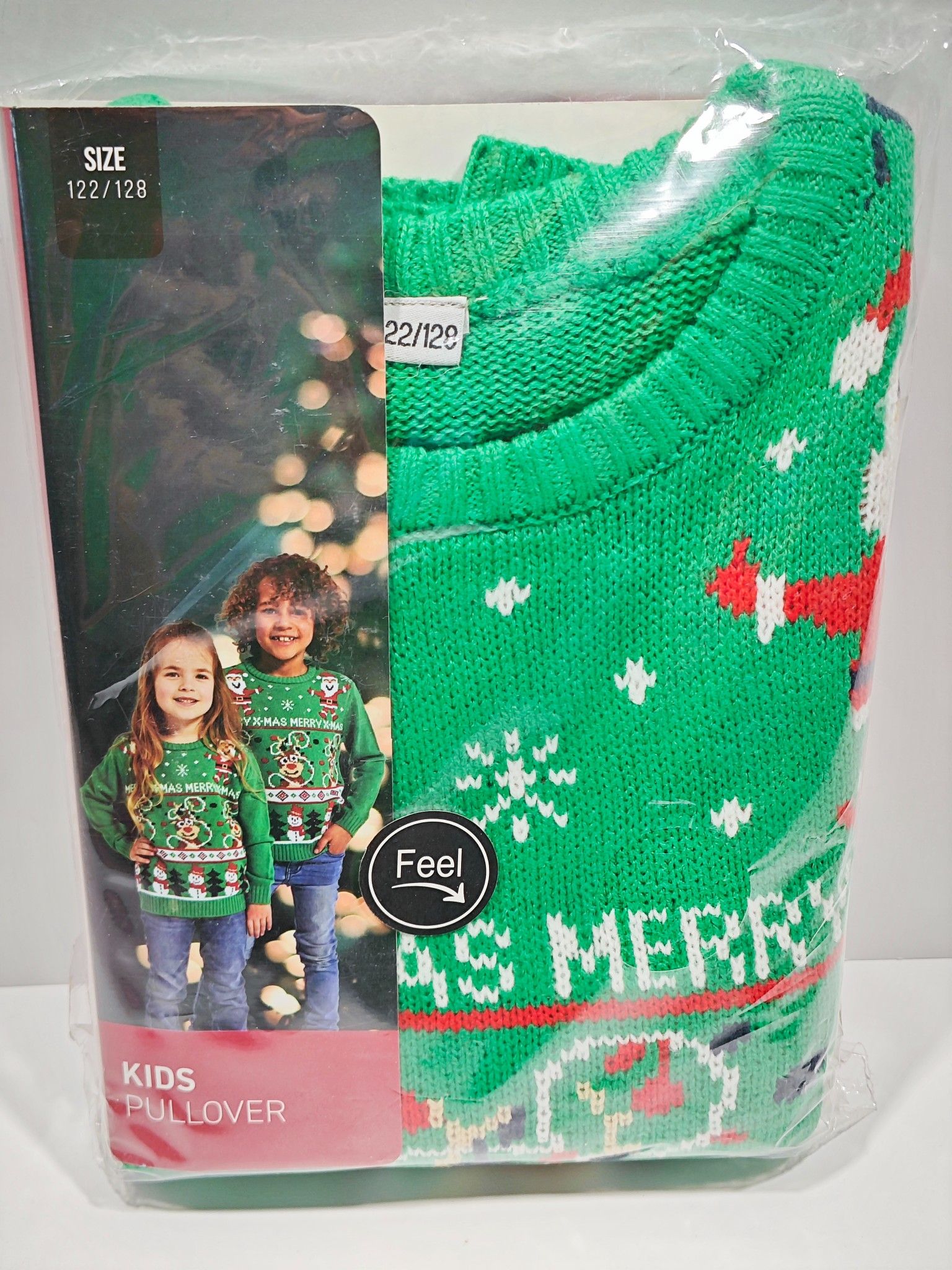 Świąteczny Sweter Dziecięcy Zielony Rudolf Bałwan Choinka 122/128