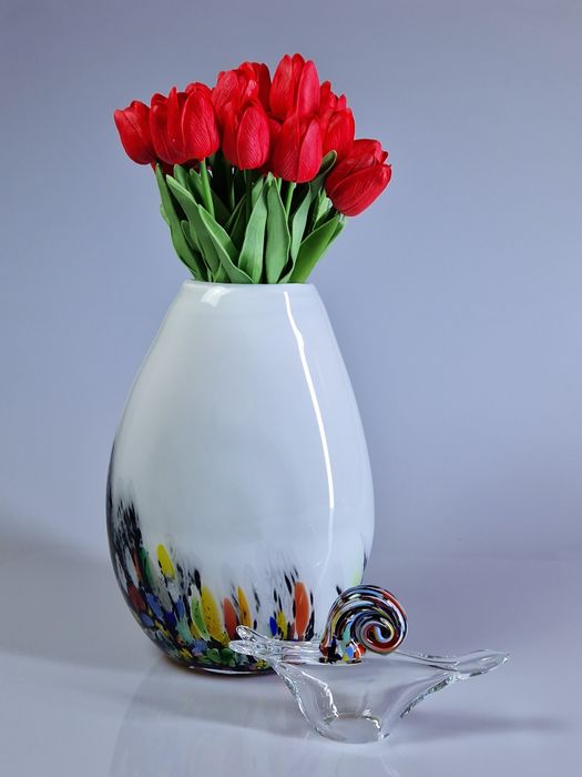 Zestaw szklany wazon I ślimaczek