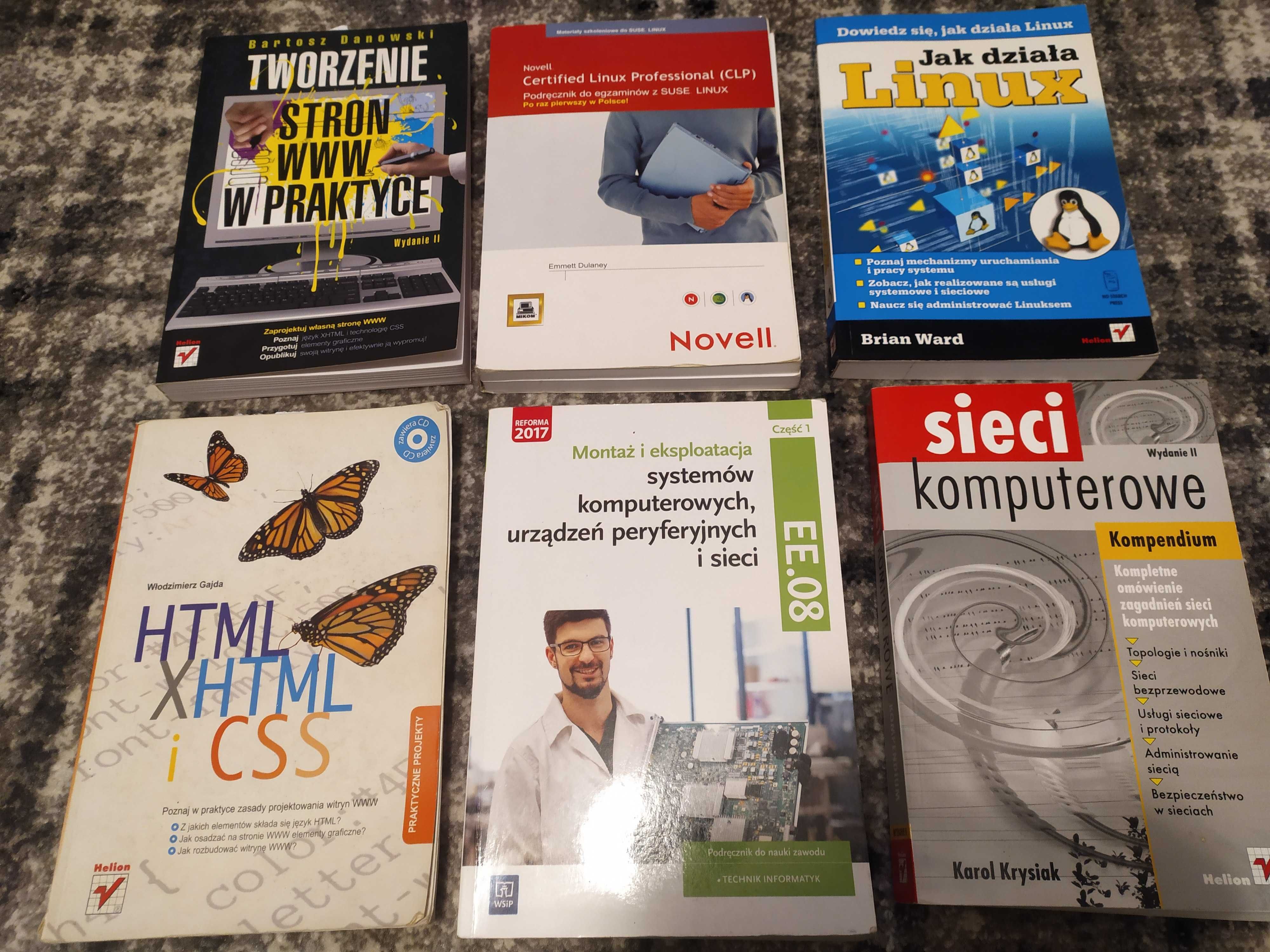 książki linux, systemy komputerowe, sieci, html ...