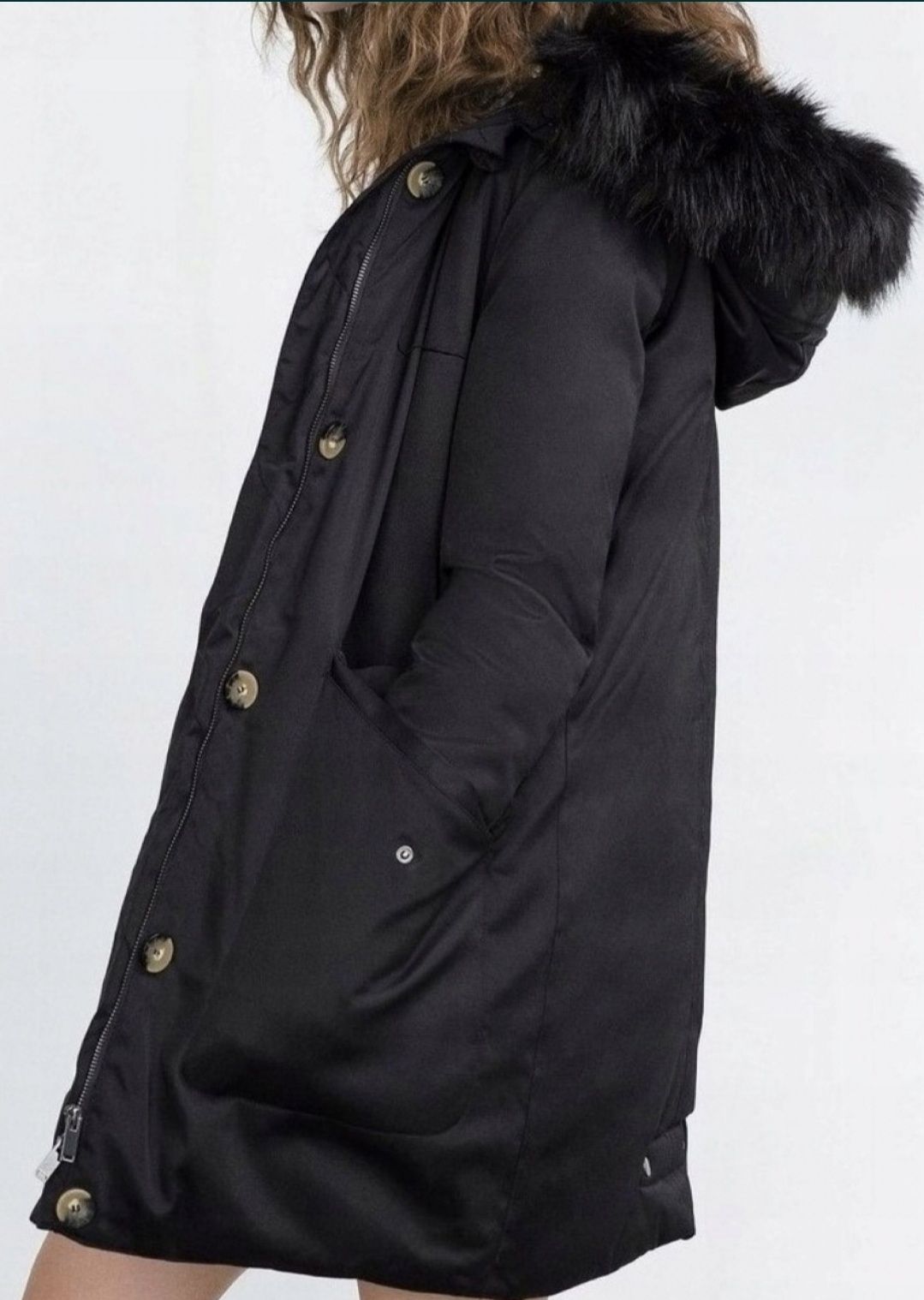 ZARA parka alaska kurtka puchowa 36 38 S M puch nat. Cyberpunk gothic