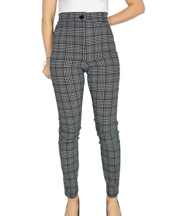 Spodnie w kratę rurki z wysokim stanem L 40 Primark