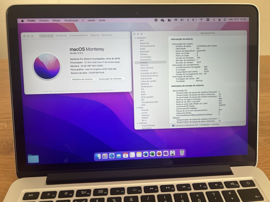 Macbook Pro 13’’ Polegadas Retina (2015)  i7 SSD 512Gb Memória 16Gb