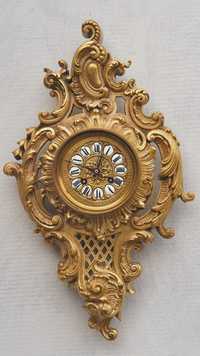 Zegar kartel brąz złocony cartel wiszący antyk XIX wiek francuski