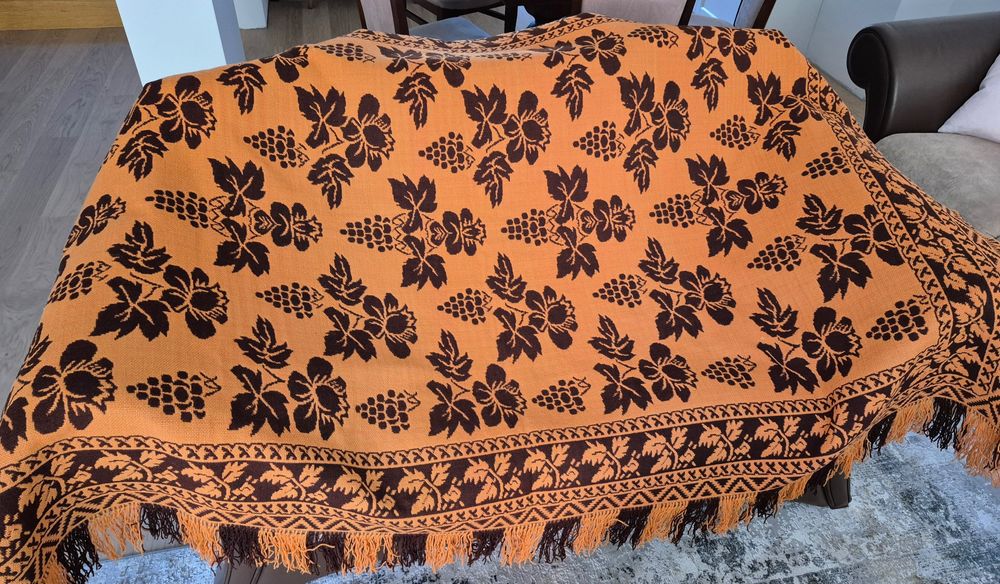 Narzuta wełniana tkana PRL