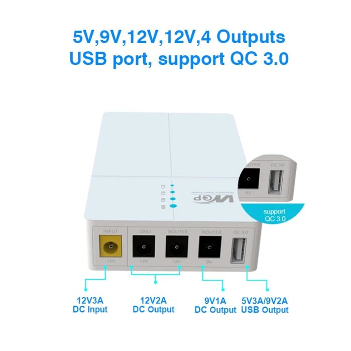 Міні UPS WGP Optima 302 (13500mAh) Роутер/ONU + БЖ 12V 3A у Подарунок!