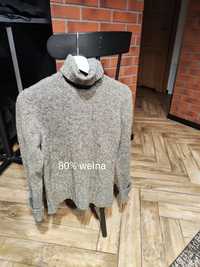 Szary sweter S 80% wełna