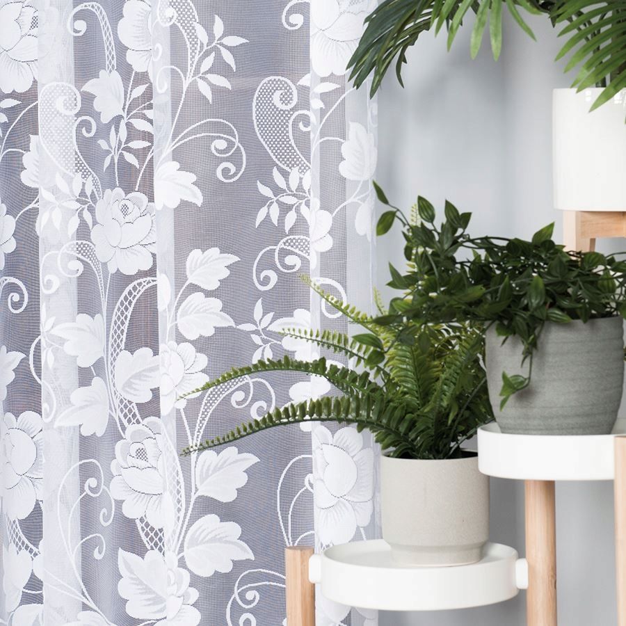 Firanka żakardowa 023006 z taśmą wys 215x400 biała