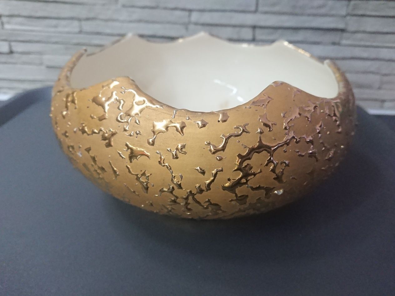 Misa miseczka patera pozłacana złota ręcznie malowana porcelana