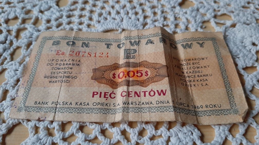 Bon towarowy Pewex 00,5 pięć cent 1969 rok