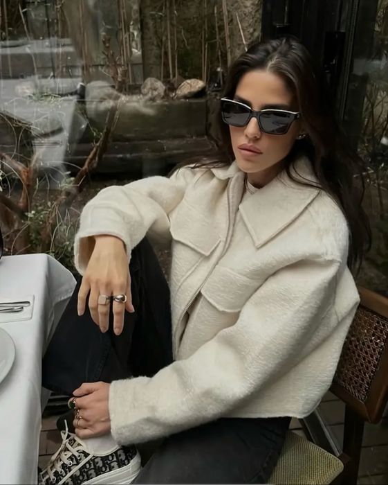 Жакет куртка біла баранчик zara