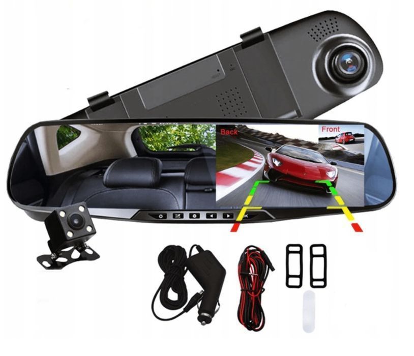 Wideorejestrator Kamera Rejestrator Jazdy 1080P W Lusterku Z K Cofania