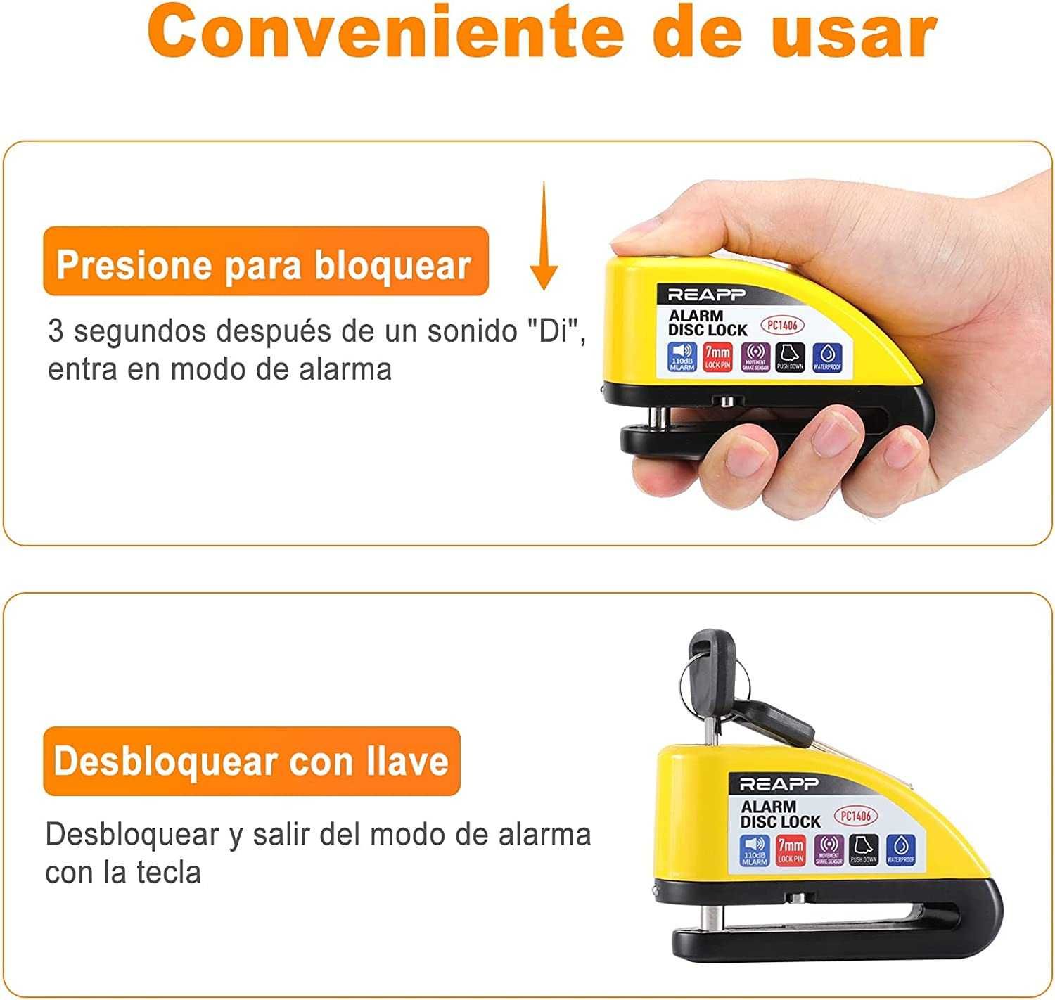 Cadeado de mota, disco com alarme 110 DB, anti-roubo, mota, novo