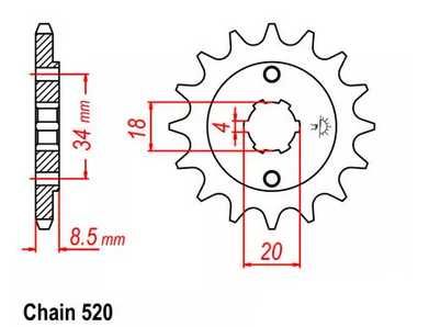 Napęd zębatki łańcuch QUAD SMC BAROSSA 250 zestaw