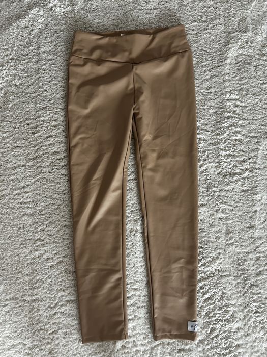 Legginsy XXL 3XL rurki My Luxe rozmiar 4 ekoskórka spodnie beżowe