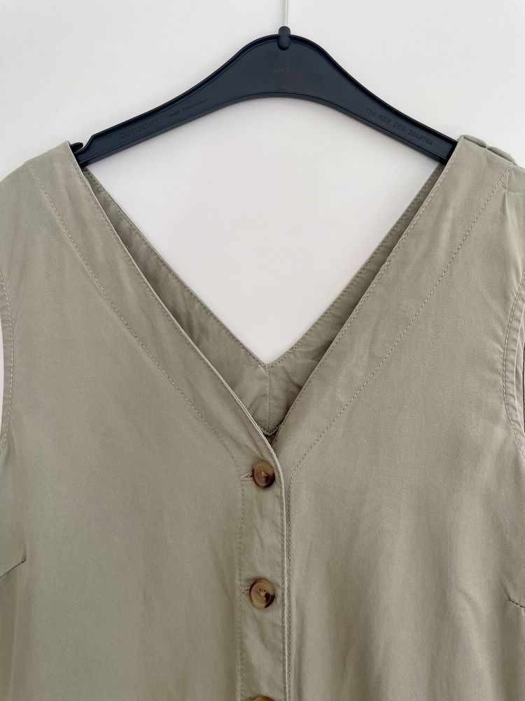 F&F / sukienka safari khaki basic bez rękawów nude / 36 S