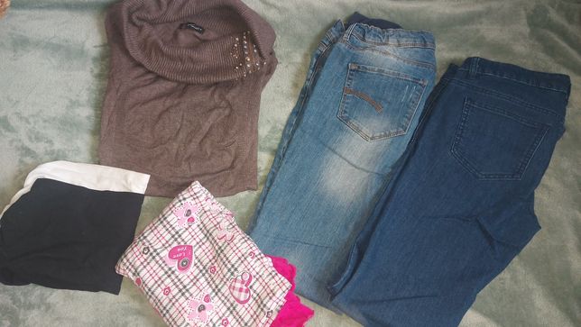 Пакет речей для вагітних, джинси, светр, пояс, сорочка для годування