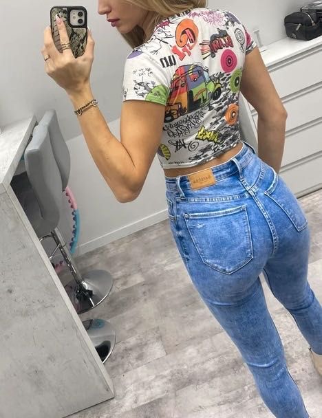 Crop Top Xs, Run, z krótkim rękawem, kolorowa, elastyczna