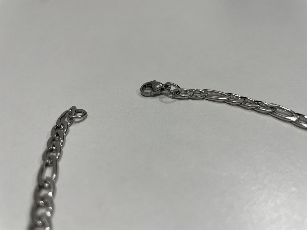 Srebrny stalowy łańcuch Figaro 60cm