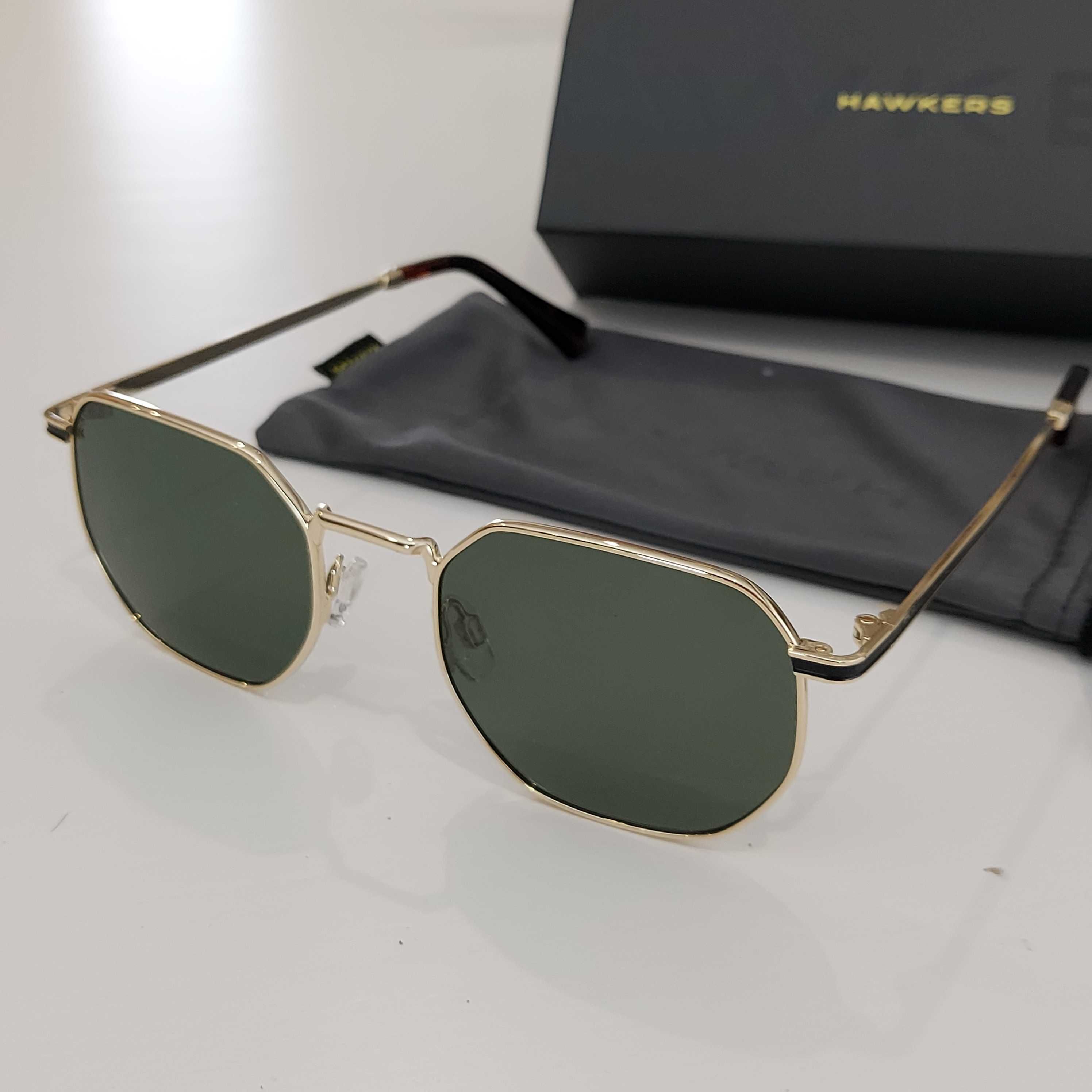 Óculos de Sol Polarizado Novo Dourado com lente Verde