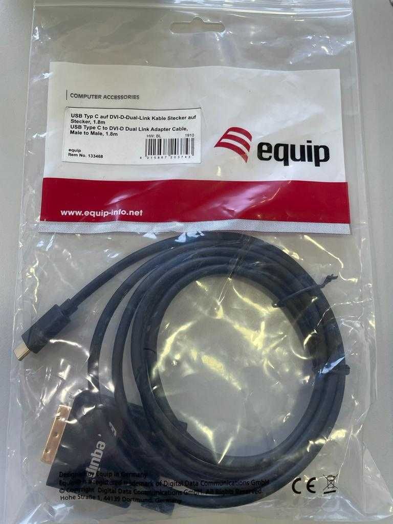 Cabo EQUIP USB-C PARA DVI-D DUAL LINK M/M, 1.8MT - 133468 Novo