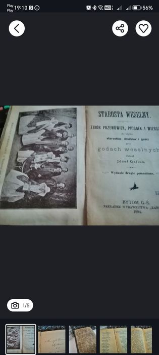 Książka Starosta weselny Józef gallus 1894