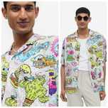 H&M Relaxed Fit r.S wesoła wzorzysta koszula SpongeBob