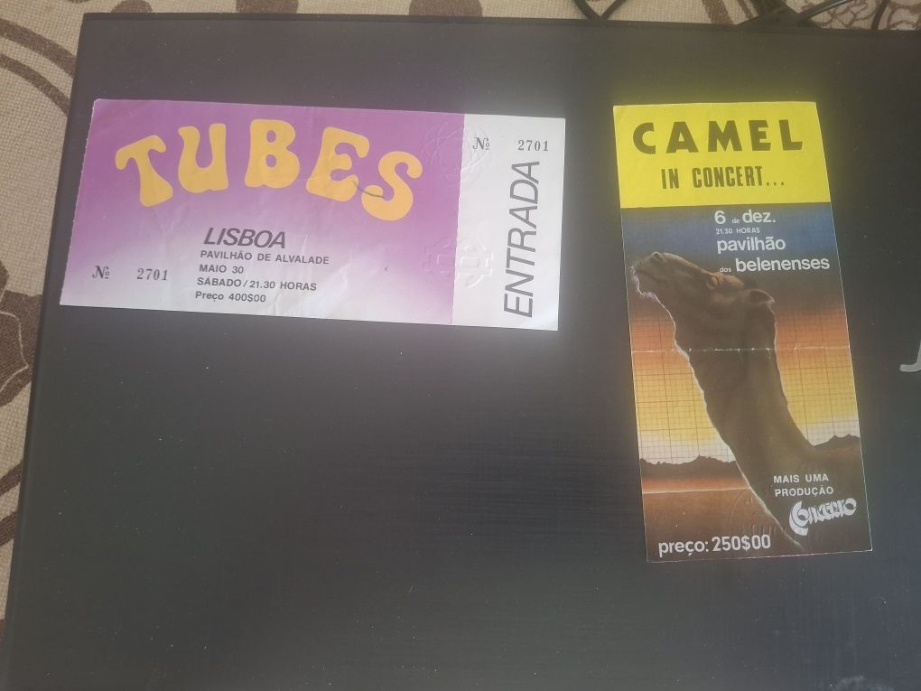 Bilhetes antigos concerto Tubes Camel