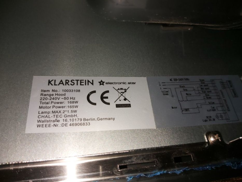 Вытяжка подвесная Klarstein XL (Германия)