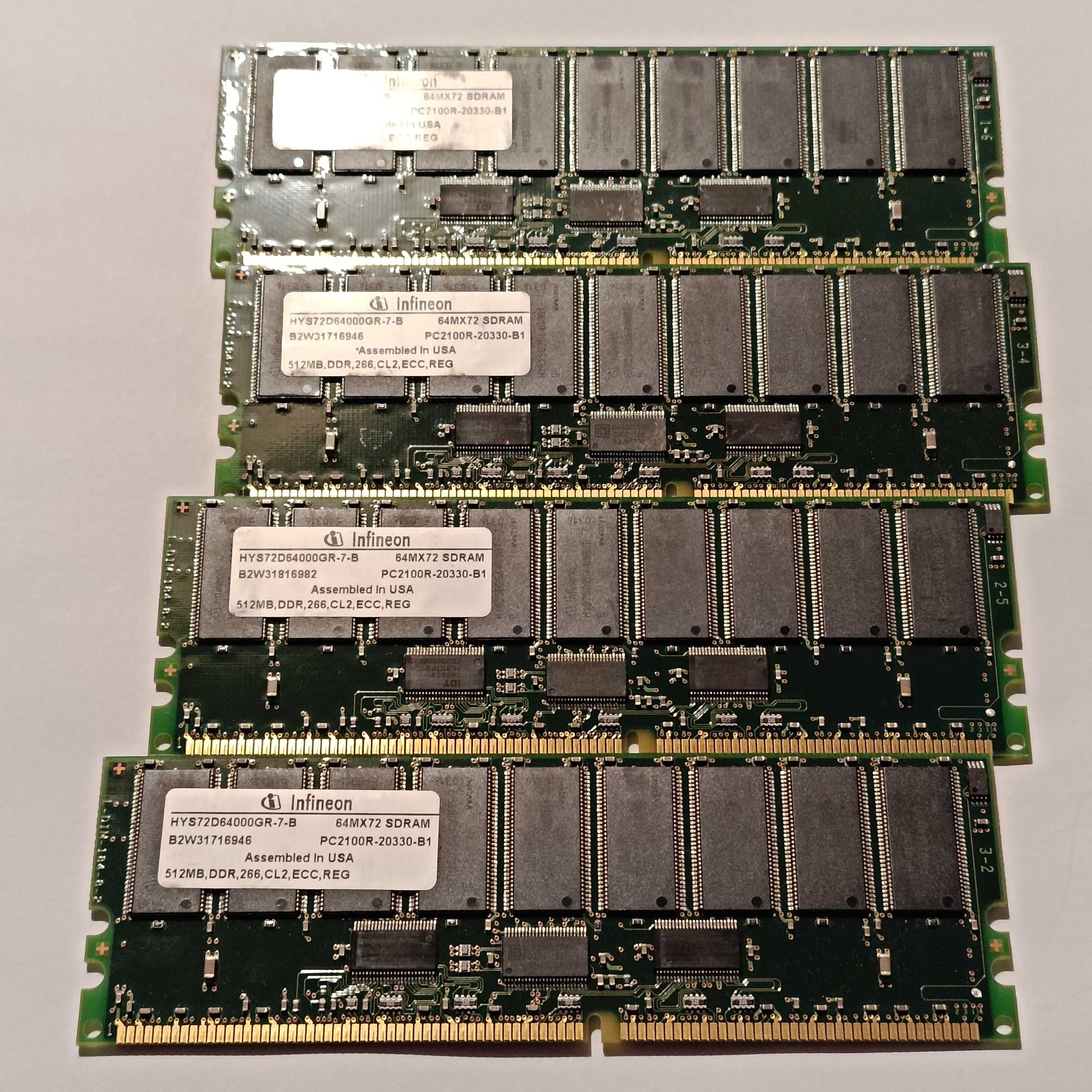 pamięć 2gb - 4x INFINEON 512MB PC2-2100R HYS72D64000GR-7-B