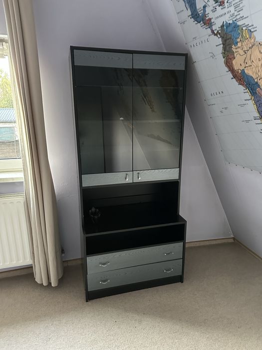 Szafka/regal/ komoda z dostawka szklana