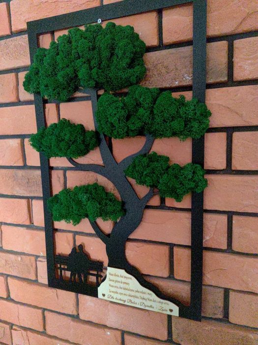 Drzewko z mchem, żywe drzewko, dzień babci, prezent, obraz z mchu