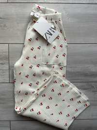 Prążkowane spodnie z szeroką nogawką Zara r.116