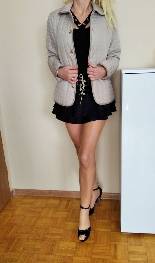 FANTASTYCZNA kurteczka damska pikowana jasny beż M L  GRATIS W.