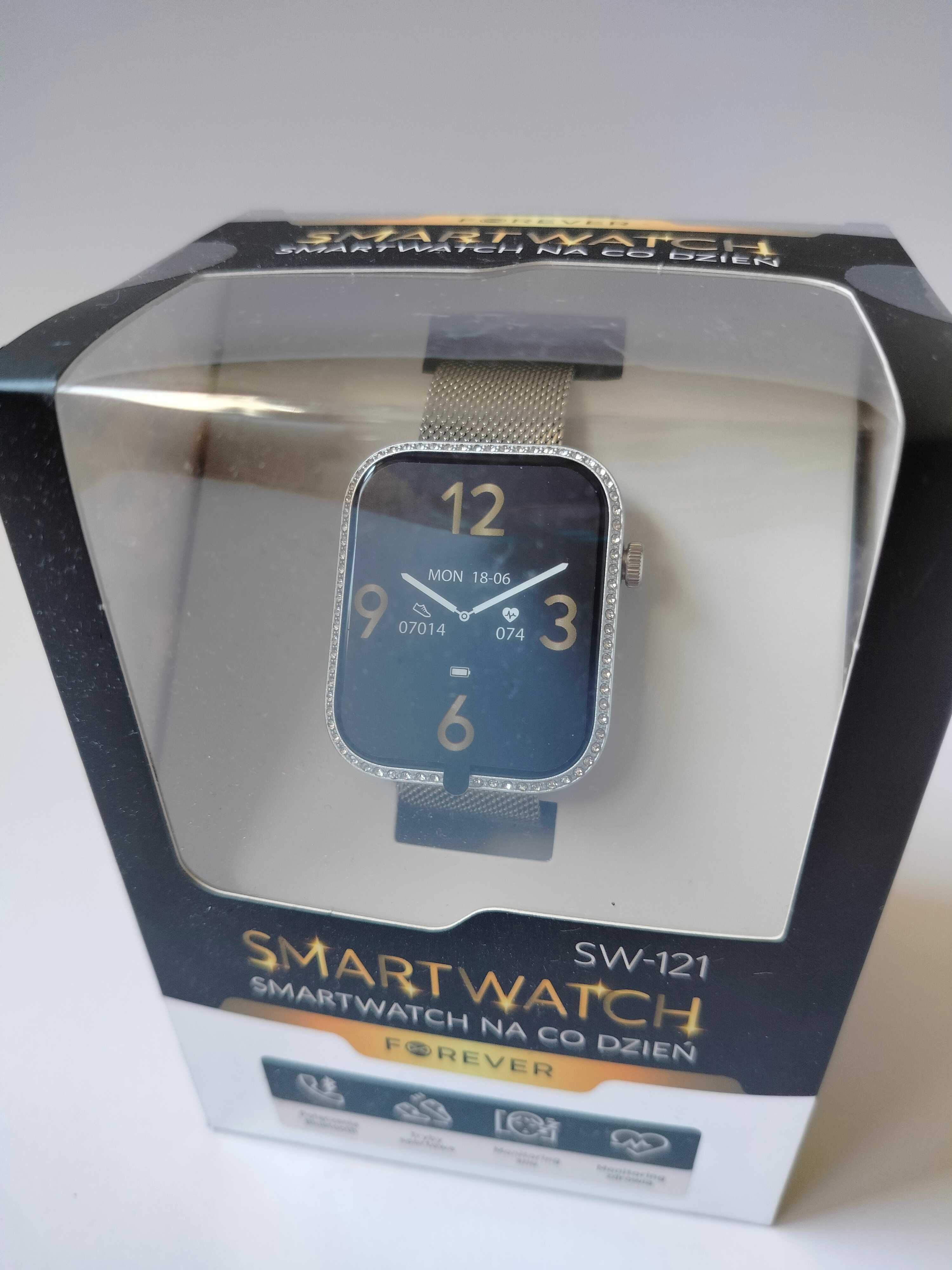 Smartwatch Forever SW-121 srebrny damski cyrkonie