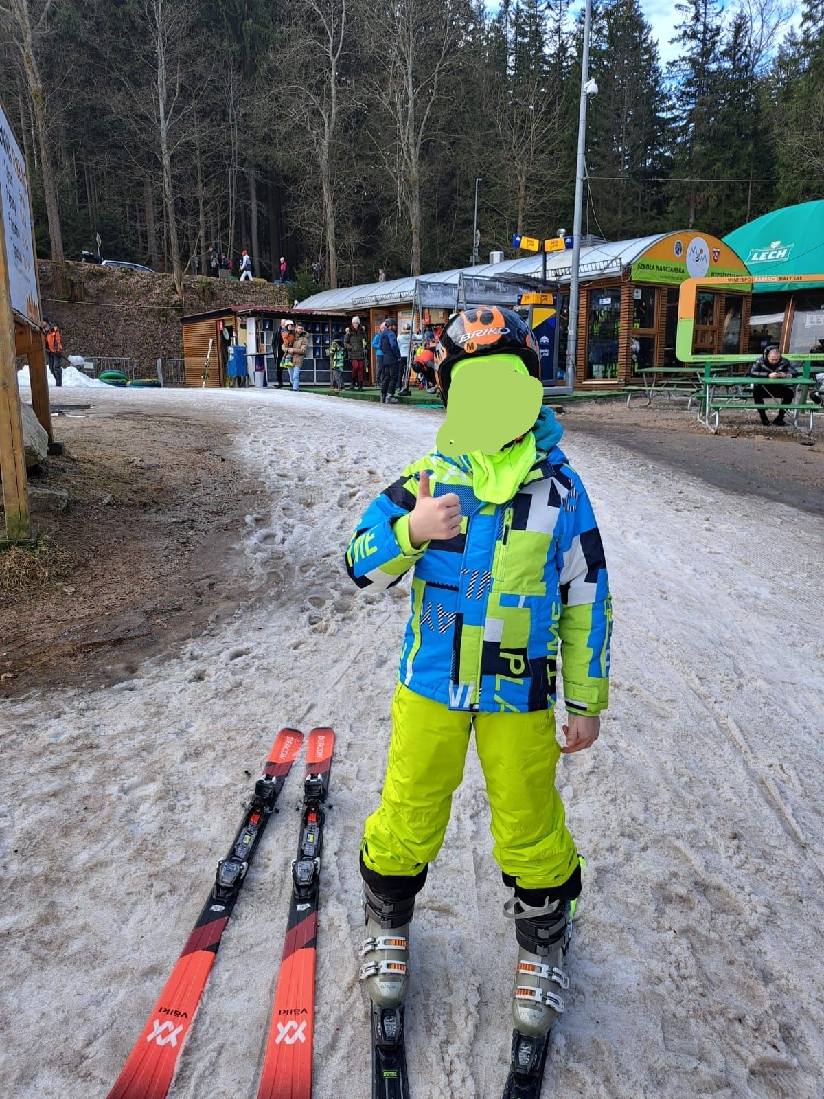 Kurtka zimowa na narty, narciarska 140 cm i czapka 54 cm