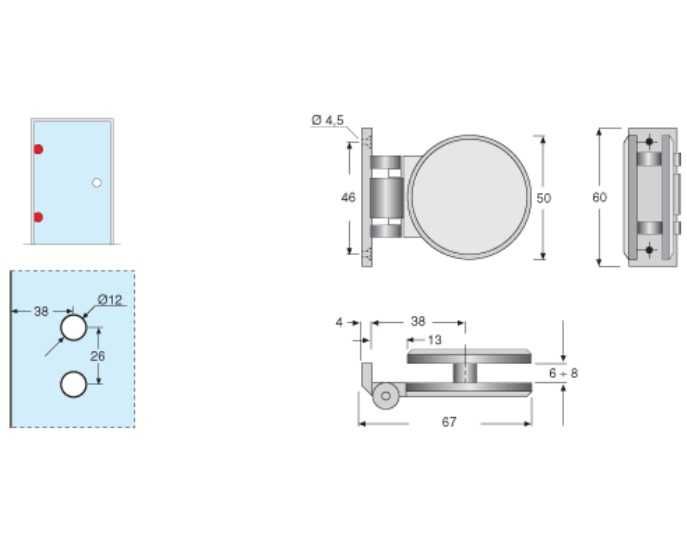 zawiasy do drzwi szklanych - 232 szt - cena za całość