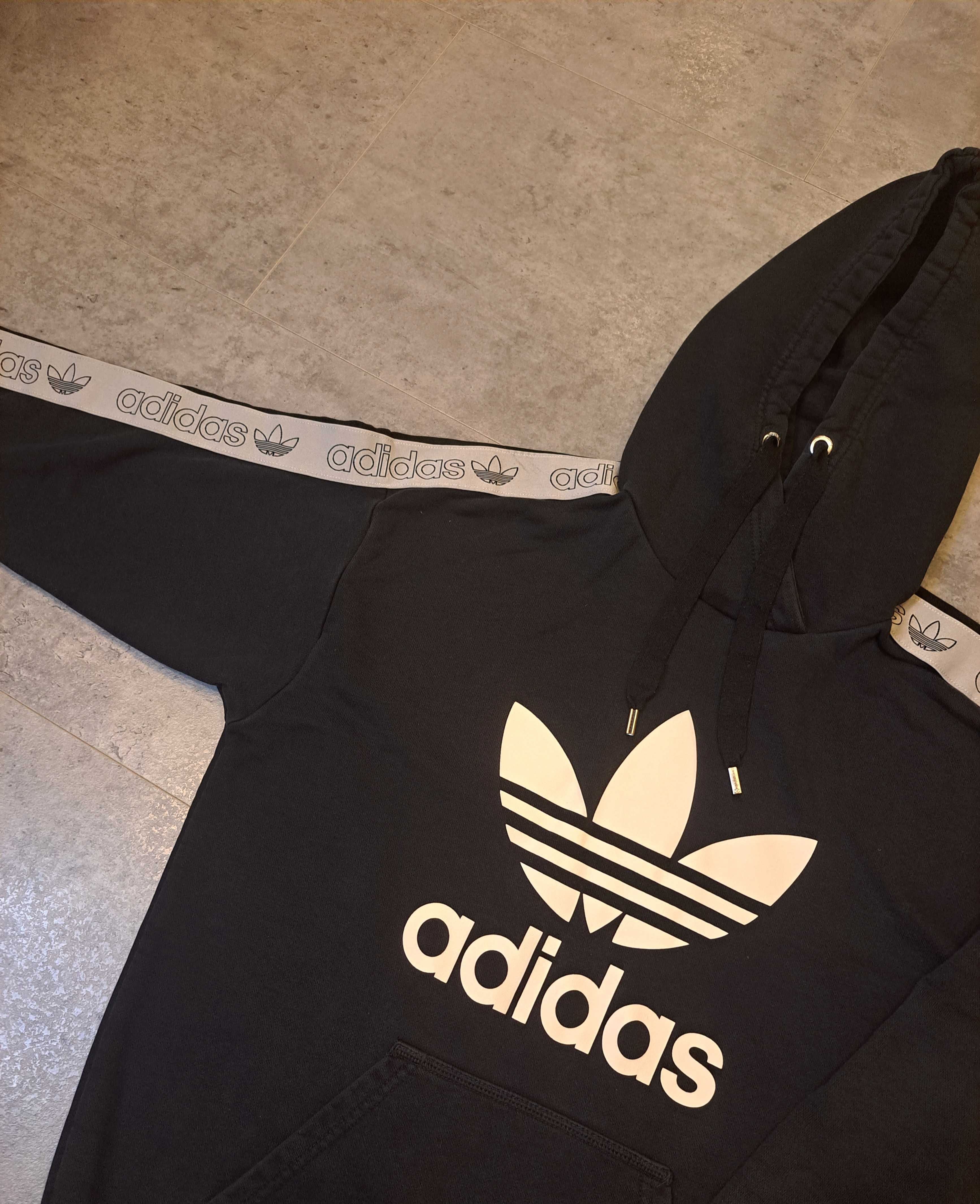 Bluza z Kapturem Hoodie Adidas Lampasy Logo