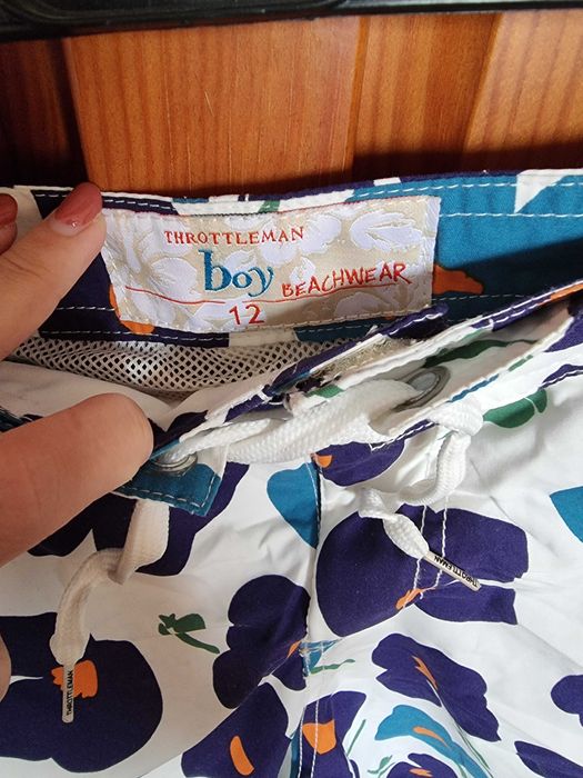 Calções de banho Throttleman com padrão azul, 12 anos