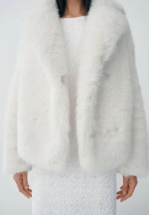 Біла шуба Zara /Белая шуба Zara Xs/S